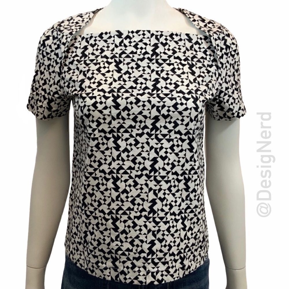 KATE SPADE FOLD OVER TOP IN TINY QUILT PRINT BLACK & WHITE XS COTTON POPLIN